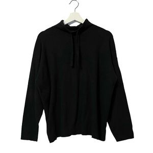 Ava Viv Knit Sweater Black Women’s Size 1X Ribbed Cuffs & Hem Drawstring Cozy